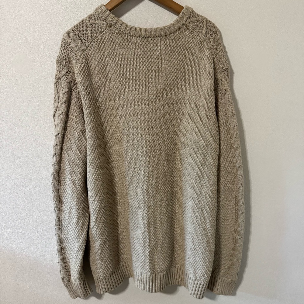 Old Navy Cozy Cable-Knit Cotton Sweater Wish Bone Beige Cabincore NWT-XXL - Picture 3 of 9